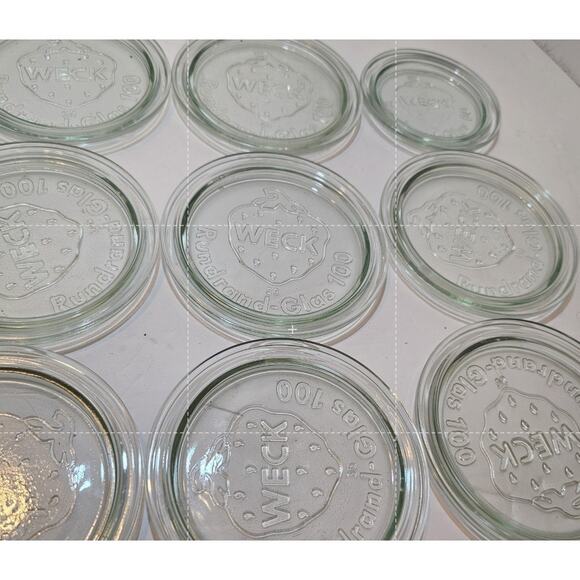 Weck Canning Jar LIDS Rundrand-Glas 100 German Large Glass Lids ONLY 1 PC - Picture 1 of 3